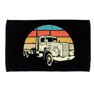 Retro Trucker Gift Big Rig Hauler Truck Driver Trucking Cool Gift Microfiber Hand Towel