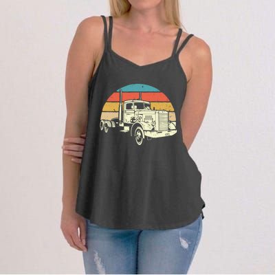 Retro Trucker Gift Big Rig Hauler Truck Driver Trucking Cool Gift Women's Strappy Tank