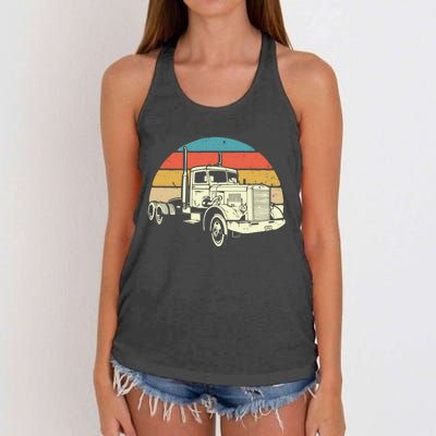 Retro Trucker Gift Big Rig Hauler Truck Driver Trucking Cool Gift Women's Knotted Racerback Tank