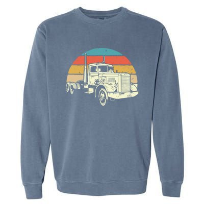 Retro Trucker Gift Big Rig Hauler Truck Driver Trucking Cool Gift Garment-Dyed Sweatshirt