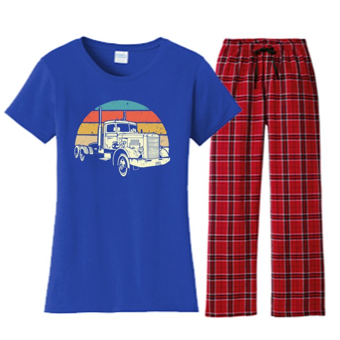 Retro Trucker Gift Big Rig Hauler Truck Driver Trucking Cool Gift Women's Flannel Pajama Set