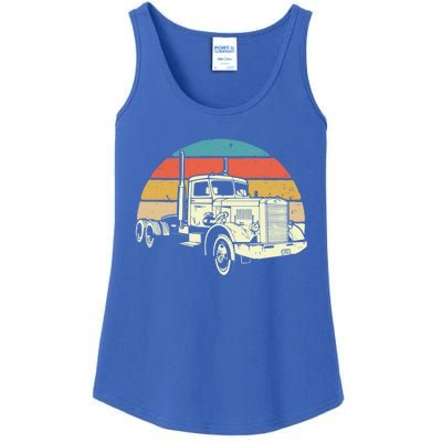 Retro Trucker Gift Big Rig Hauler Truck Driver Trucking Cool Gift Ladies Essential Tank