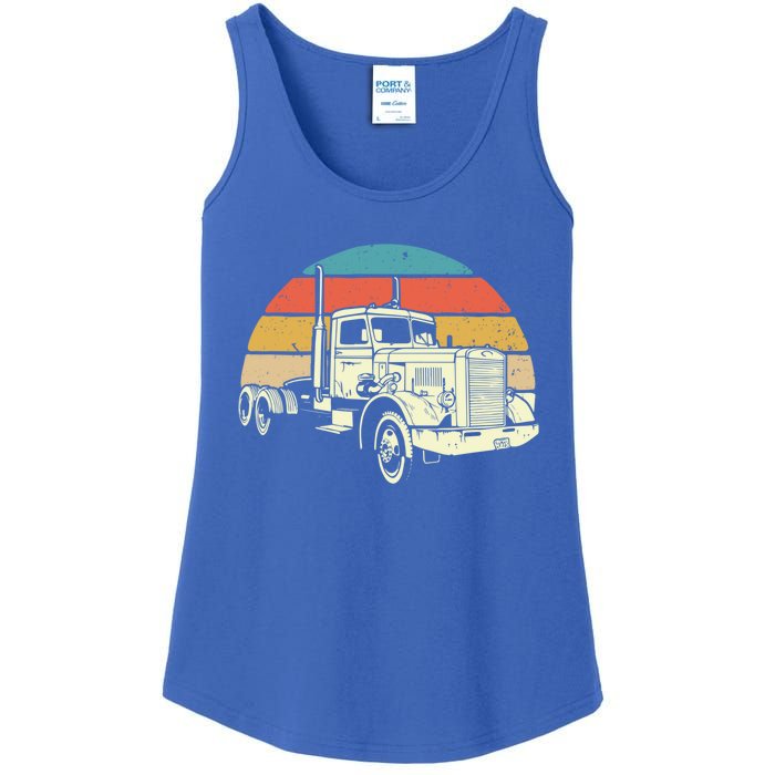 Retro Trucker Gift Big Rig Hauler Truck Driver Trucking Cool Gift Ladies Essential Tank