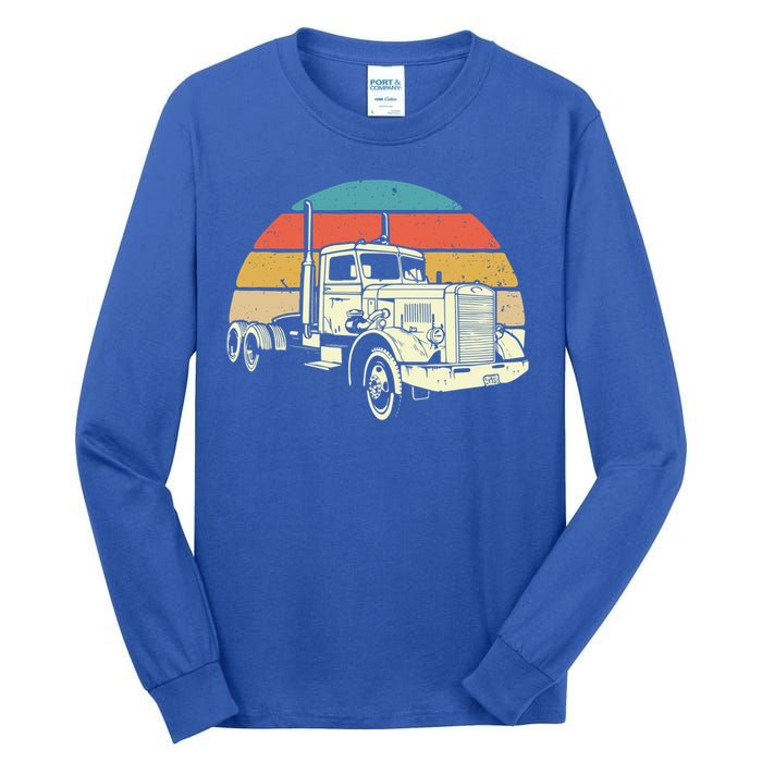 Retro Trucker Gift Big Rig Hauler Truck Driver Trucking Cool Gift Tall Long Sleeve T-Shirt