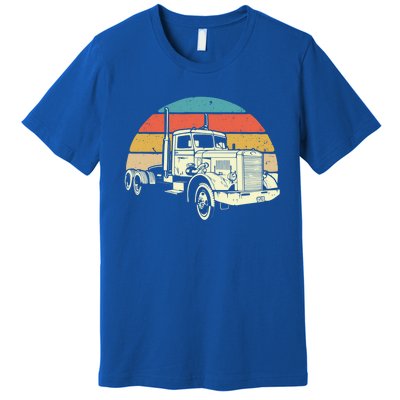 Retro Trucker Gift Big Rig Hauler Truck Driver Trucking Cool Gift Premium T-Shirt