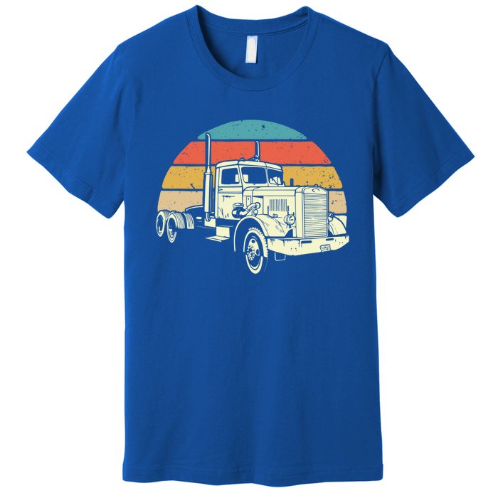 Retro Trucker Gift Big Rig Hauler Truck Driver Trucking Cool Gift Premium T-Shirt