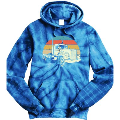 Retro Trucker Gift Big Rig Hauler Truck Driver Trucking Cool Gift Tie Dye Hoodie