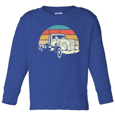 Retro Trucker Gift Big Rig Hauler Truck Driver Trucking Cool Gift Toddler Long Sleeve Shirt