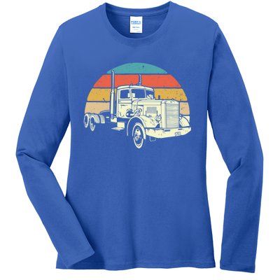 Retro Trucker Gift Big Rig Hauler Truck Driver Trucking Cool Gift Ladies Long Sleeve Shirt