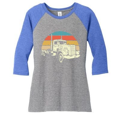 Retro Trucker Gift Big Rig Hauler Truck Driver Trucking Cool Gift Women's Tri-Blend 3/4-Sleeve Raglan Shirt