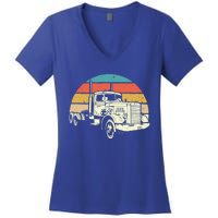 Retro Trucker Gift Big Rig Hauler Truck Driver Trucking Cool Gift Women's V-Neck T-Shirt