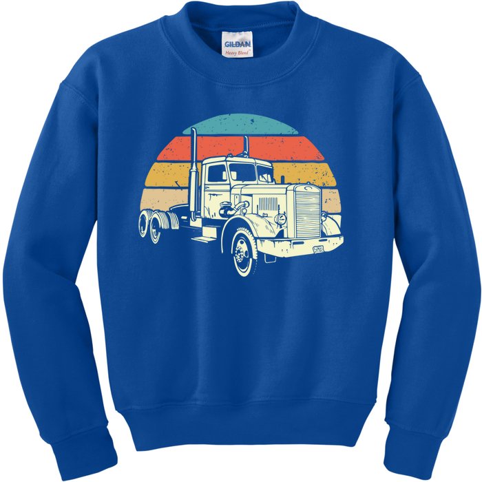 Retro Trucker Gift Big Rig Hauler Truck Driver Trucking Cool Gift Kids Sweatshirt