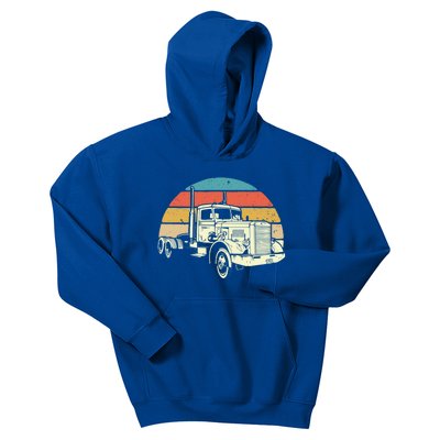 Retro Trucker Gift Big Rig Hauler Truck Driver Trucking Cool Gift Kids Hoodie