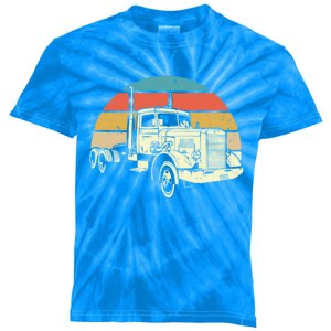 Retro Trucker Gift Big Rig Hauler Truck Driver Trucking Cool Gift Kids Tie-Dye T-Shirt