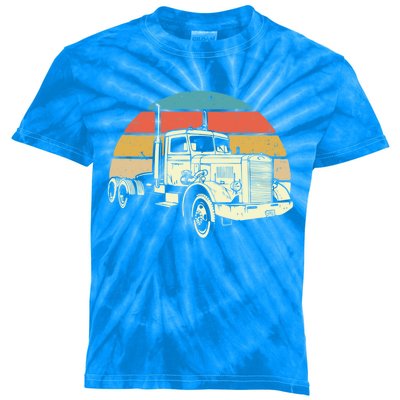 Retro Trucker Gift Big Rig Hauler Truck Driver Trucking Cool Gift Kids Tie-Dye T-Shirt