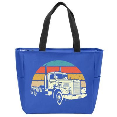 Retro Trucker Gift Big Rig Hauler Truck Driver Trucking Cool Gift Zip Tote Bag