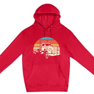 Retro Trucker Gift Big Rig Hauler Truck Driver Trucking Cool Gift Premium Pullover Hoodie