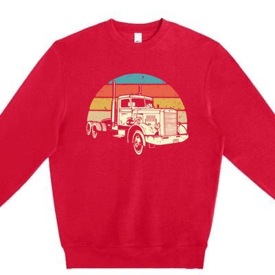 Retro Trucker Gift Big Rig Hauler Truck Driver Trucking Cool Gift Premium Crewneck Sweatshirt