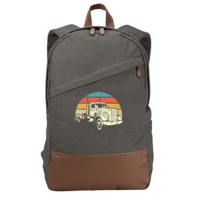 Retro Trucker Gift Big Rig Hauler Truck Driver Trucking Cool Gift Cotton Canvas Backpack