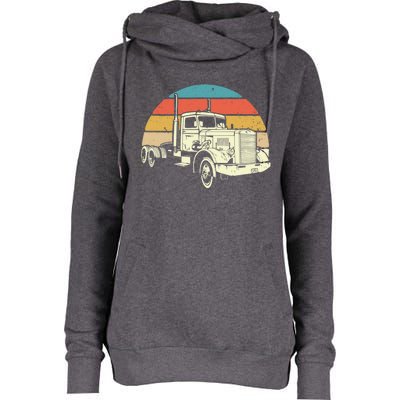 Retro Trucker Gift Big Rig Hauler Truck Driver Trucking Cool Gift Womens Funnel Neck Pullover Hood