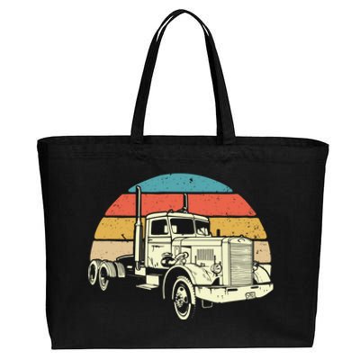 Retro Trucker Gift Big Rig Hauler Truck Driver Trucking Cool Gift Cotton Canvas Jumbo Tote