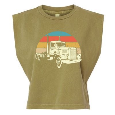 Retro Trucker Gift Big Rig Hauler Truck Driver Trucking Cool Gift Garment-Dyed Women's Muscle Tee