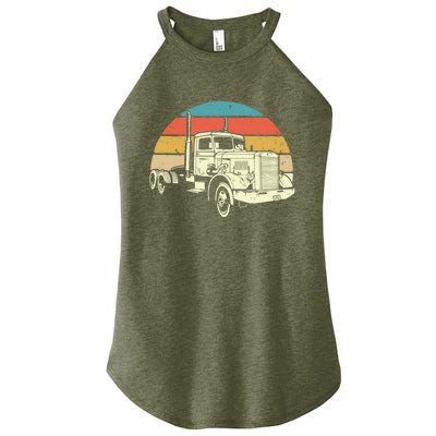 Retro Trucker Gift Big Rig Hauler Truck Driver Trucking Cool Gift Women's Perfect Tri Rocker Tank