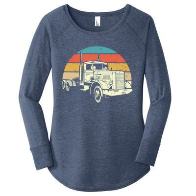 Retro Trucker Gift Big Rig Hauler Truck Driver Trucking Cool Gift Women's Perfect Tri Tunic Long Sleeve Shirt