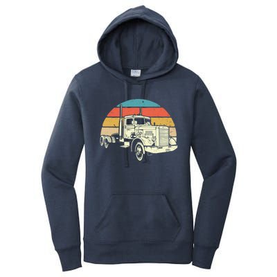 Retro Trucker Gift Big Rig Hauler Truck Driver Trucking Cool Gift Women's Pullover Hoodie