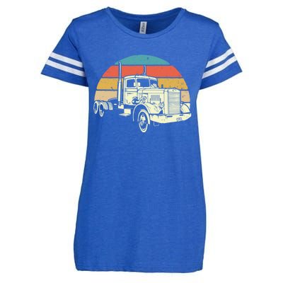 Retro Trucker Gift Big Rig Hauler Truck Driver Trucking Cool Gift Enza Ladies Jersey Football T-Shirt