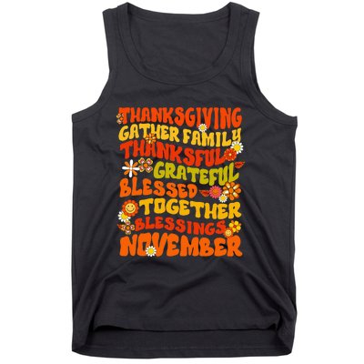 Retro Thankful Grateful Blessed Thanksgiving Fall Family Tank Top