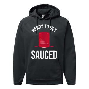 Ready to Get Sauced Funny Cranberry Sauce Thanksgiving Food Performance Fleece Hoodie