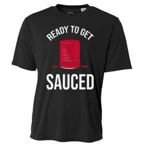 Ready to Get Sauced Funny Cranberry Sauce Thanksgiving Food Cooling Performance Crew T-Shirt