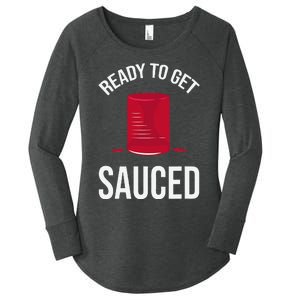 Ready to Get Sauced Funny Cranberry Sauce Thanksgiving Food Women's Perfect Tri Tunic Long Sleeve Shirt