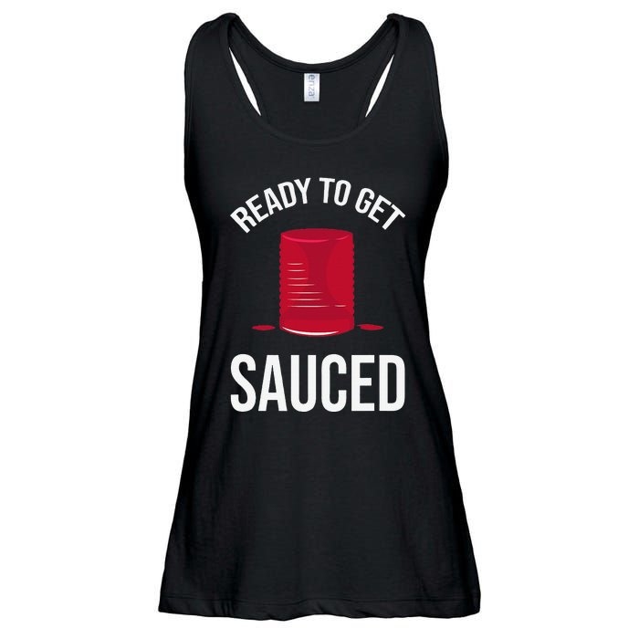 Ready to Get Sauced Funny Cranberry Sauce Thanksgiving Food Ladies Essential Flowy Tank