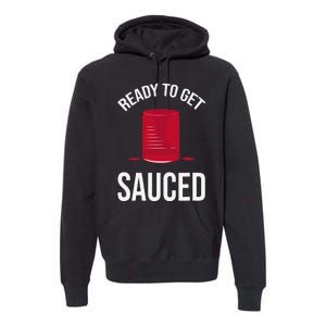 Ready to Get Sauced Funny Cranberry Sauce Thanksgiving Food Premium Hoodie