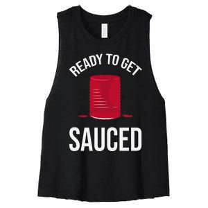 Ready to Get Sauced Funny Cranberry Sauce Thanksgiving Food Women's Racerback Cropped Tank