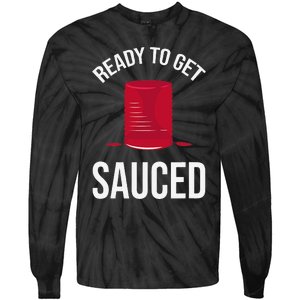 Ready to Get Sauced Funny Cranberry Sauce Thanksgiving Food Tie-Dye Long Sleeve Shirt