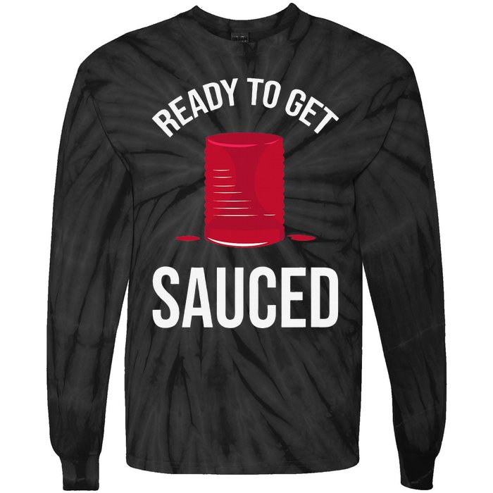 Ready to Get Sauced Funny Cranberry Sauce Thanksgiving Food Tie-Dye Long Sleeve Shirt