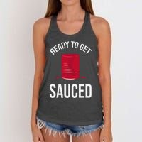 Ready to Get Sauced Funny Cranberry Sauce Thanksgiving Food Women's Knotted Racerback Tank