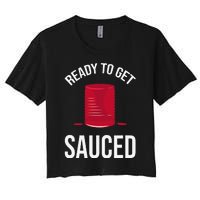 Ready to Get Sauced Funny Cranberry Sauce Thanksgiving Food Women's Crop Top Tee