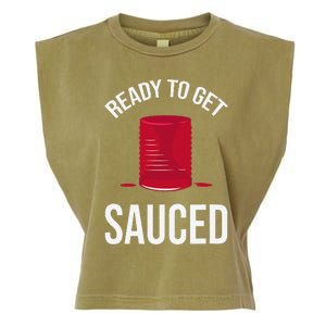 Ready to Get Sauced Funny Cranberry Sauce Thanksgiving Food Garment-Dyed Women's Muscle Tee