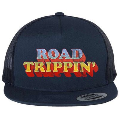 Road Trippin Great Gift Retro 70s Style Road Trip Gift Flat Bill Trucker Hat