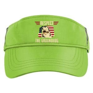 Respect The Groundhog Woodchuck Photo Groundhog Day Adult Drive Performance Visor