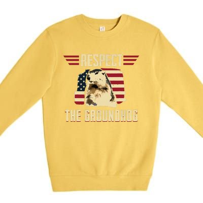 Respect The Groundhog Woodchuck Photo Groundhog Day Premium Crewneck Sweatshirt