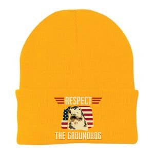 Respect The Groundhog Woodchuck Photo Groundhog Day Knit Cap Winter Beanie