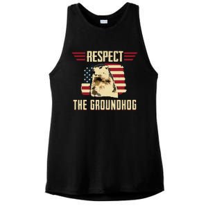 Respect The Groundhog Woodchuck Photo Groundhog Day Ladies PosiCharge Tri-Blend Wicking Tank