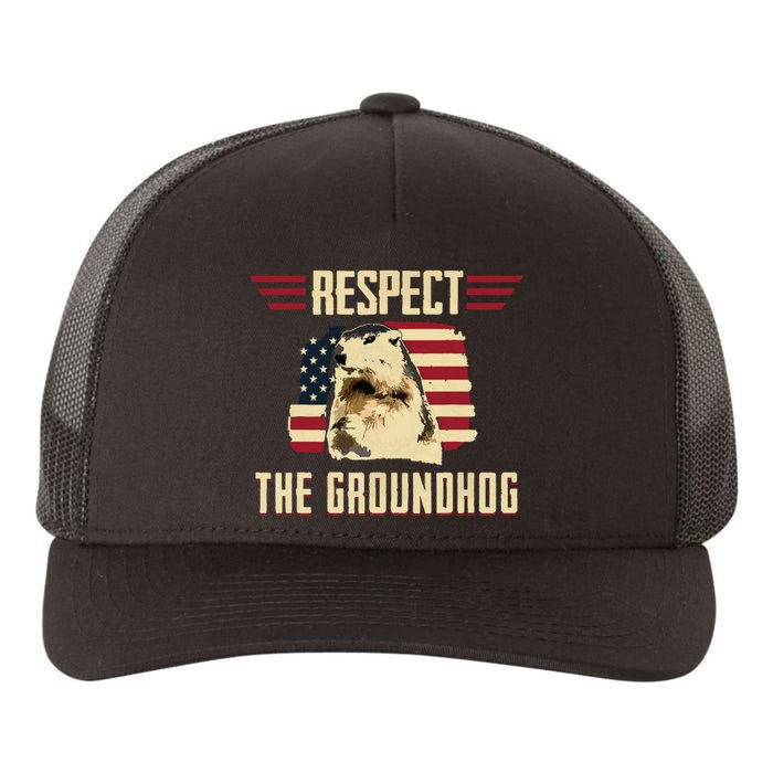 Respect The Groundhog Woodchuck Photo Groundhog Day Yupoong Adult 5-Panel Trucker Hat