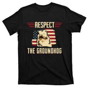 Respect The Groundhog Woodchuck Photo Groundhog Day T-Shirt