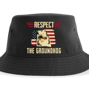 Respect The Groundhog Woodchuck Photo Groundhog Day Sustainable Bucket Hat